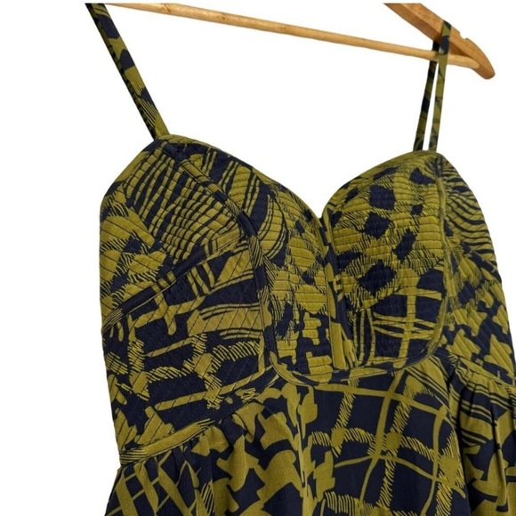 Maple Size Green Silk Print Dress Size 6 - Picture 2 of 12